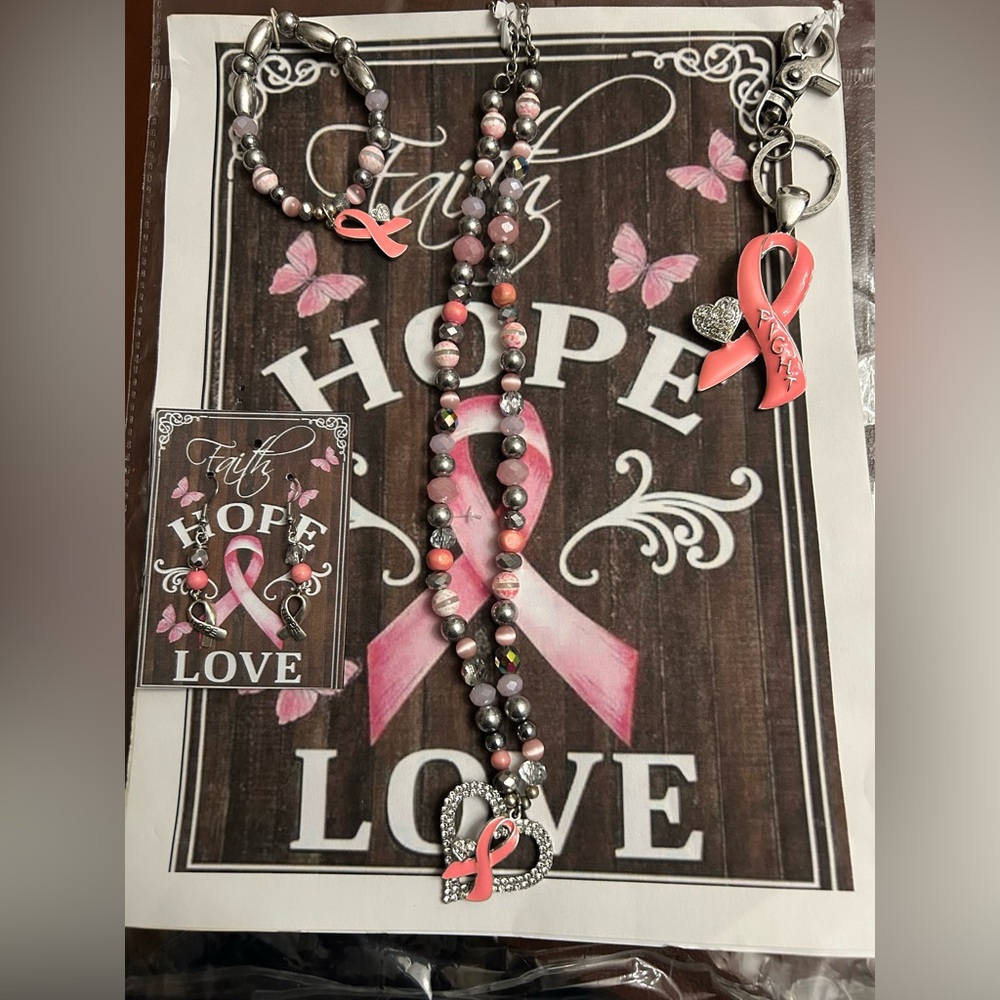Pink Ribbon Jewelry Set